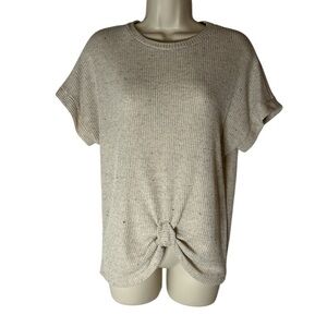 Cream Dolman Sleeve Tie Front T-Shirt